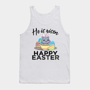 Cute Cat Bunny Ears Easter Egg Hunt Risen Bible Tank Top